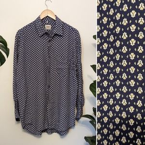 Sisley | Italian Made | Vintage | Silky Floral Button Front Shirt